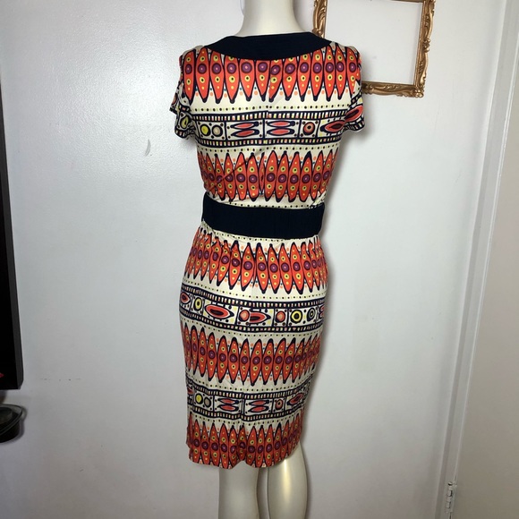 Trina Turk Silk Sheath Dress Size 2 Navy Matching Wide Belt With Metal Clasp AB - Picture 7 of 10